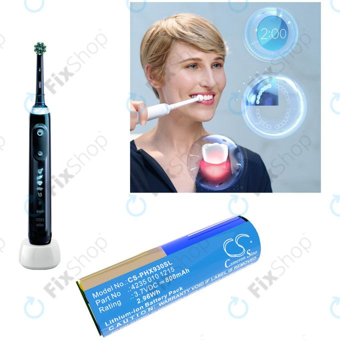 Batteria per Oral-B Genius X, Smart 6000, Philips Diamondclean, Easyclean, 4235 010 13068, Li-Ion, 800mAh, 3.7V, HQ
