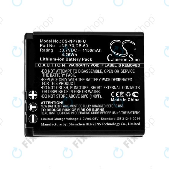 Batteria per Panasonic Lumix DMC-FX01, CGA-S005, Li-Ion, 1150mAh, 3.7V, HQ