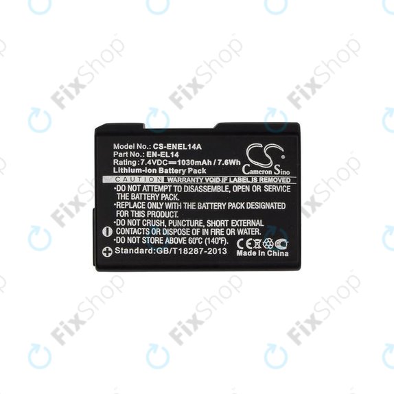 Batteria per Nikon Coolpix D-series, P-series, EN-EL14, Li-Ion, 1030mAh, HQ