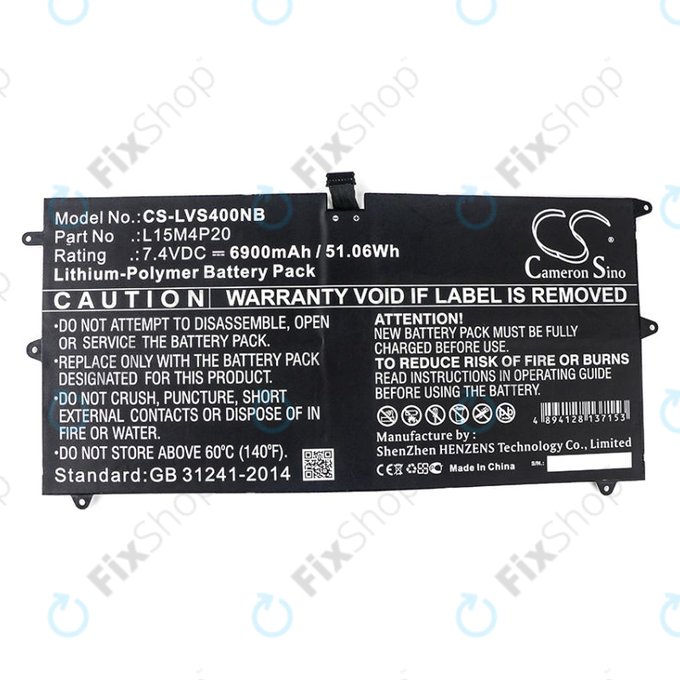 Batteria per Lenovo Yoga 4S, 900S, L15M4P20, Li-Pol, 6900mAh, 7.4V, HQ
