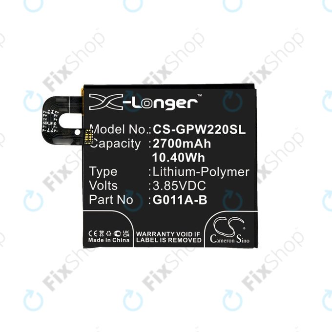 Batteria per Google Pixel 2 G011A, 2700mAh, Li-Pol, 3.85 V, G011A-B, HQ
