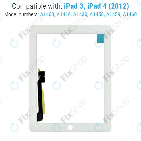 Vetro touch con pulsante Home per iPad 3, iPad 4, White