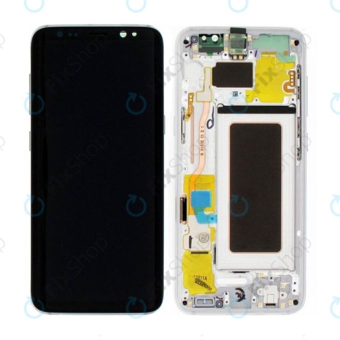 Schermo per Samsung S8 G950F, Arctic Silver, Vetro touch con cornice, GH97-20457B, GH97-20473B, GH97-20458B, GH97-20629B, Genuine Service Pack