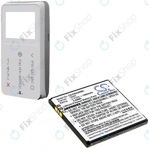 Batteria per Pax myPOS D200, D200T, IS275, D200, IS057, Li-Pol, 1800mAh, 3.7V, HQ