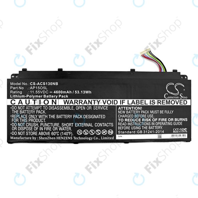 Batteria per Acer Aspire S13, Chromebook R13, AP15O3K, Li-Pol, 4600mAh, 11.55V, HQ