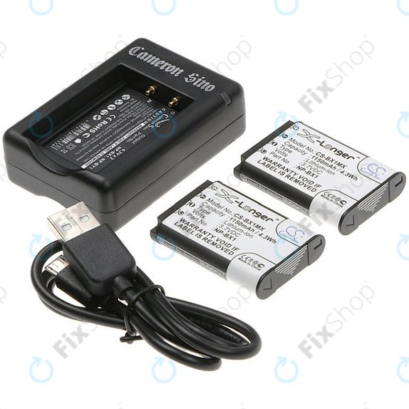 Batteria per Sony Cyber-shot DSC-RX100, Cyber-shot DSC-WX300B, 1150mAh, Li-Ion, 7.4V, NP-BX1, 2pz con caricabatterie, HQ