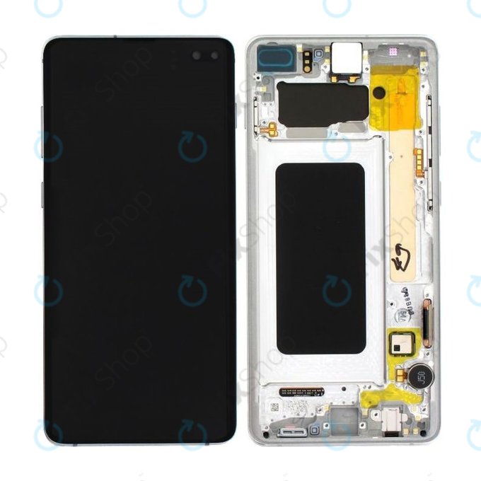 Schermo per Samsung S10 Plus G975F, Prism White, Vetro touch con cornice, GH82-18849B, GH82-18834G, GH82-18849G, GH82-18834B, Genuine Service Pack