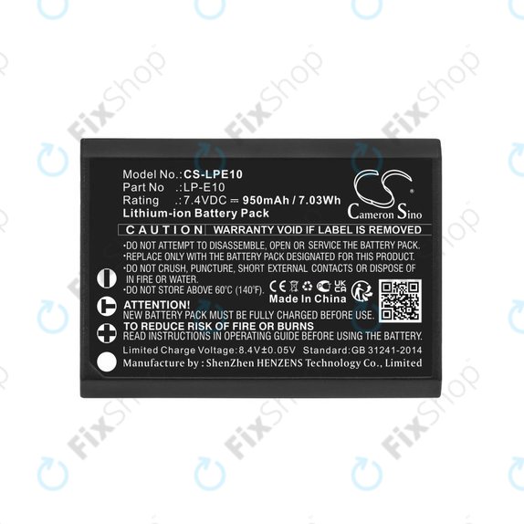 Batteria per Canon EOS 1100D, EOS 1300D, LP-E10, Li-Ion, 950mAh, 7.4V, HQ