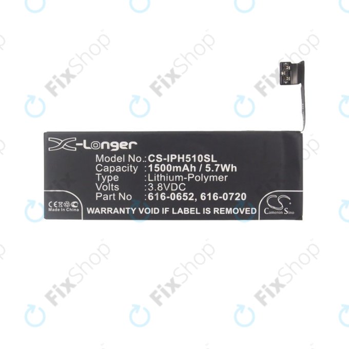 Batteria per iPhone 5S, 5C, 616-0652, 616-0720, 1500mAh, HQ