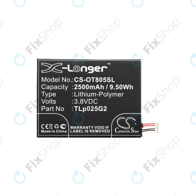 Batteria per Alcatel One Touch Pixi 8", TLp025G2, Li-Pol, 3.8V, 2500mAh, HQ