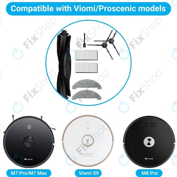 Set standard Black per Xiaomi Viomi S9, Proscenic M7 Pro, M7 Max, M8 Pro