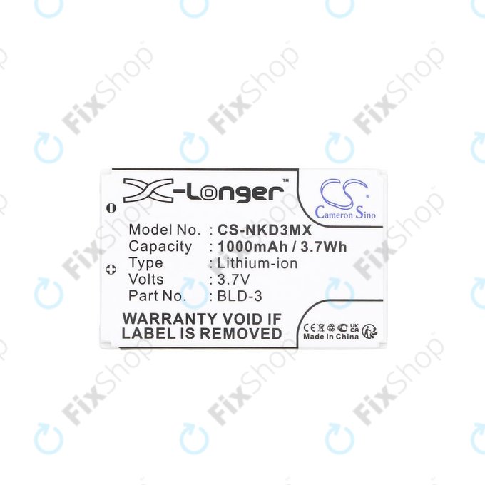Batteria per Nokia 7250i, 6610, 6585, 6560, 6200, 6220, BLD-3, Li-Ion, 3.7V, 1000mAh, HQ