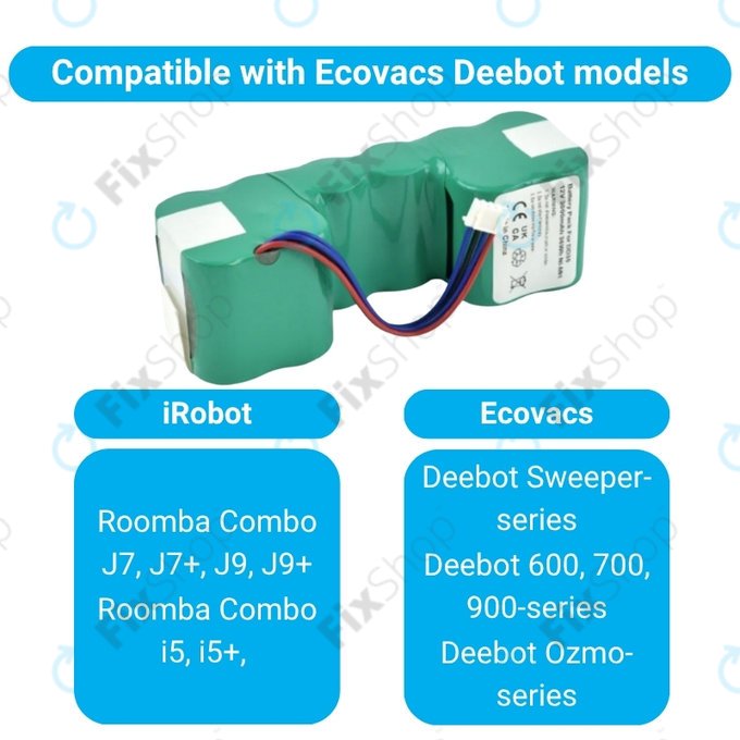 Batteria per Ecovacs Sweeper-seriess, Deebot Ozmo-seriess, DM88, Ni-MH, 3000mAh, 12.0V