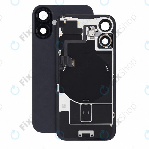 Vetro scocca posteriore per iPhone 16, Black, Pulled A