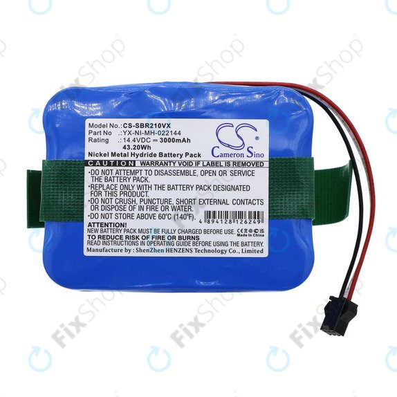 Batteria per Sencor SVC9031BK, Bobsweep Carneo Samba Vileda Wisdom YX-NI-022144-COR, Ni-MH, 3000mAh, 14.4V, HQ