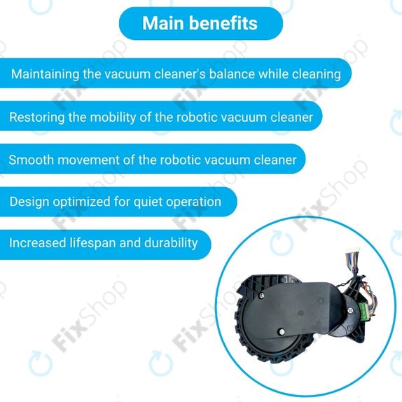 Ruota con motore (destra) per Xiaomi Robot Vacuum X20, S10, Dreame X30, X20, X10 Pro, Black