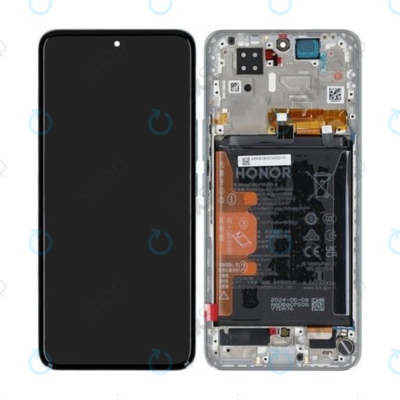Schermo LCD per Honor 200, Emerald Green, Vetro touch con cornice e batteria, 0235AKHW, Genuine Service Pack