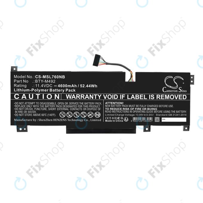 Batteria per MSI Pulse GL76, Katana GF66, Bravo 15, Crosshair 17, BTY-M492, Li-Pol, 4600mAh, 11.4V, HQ