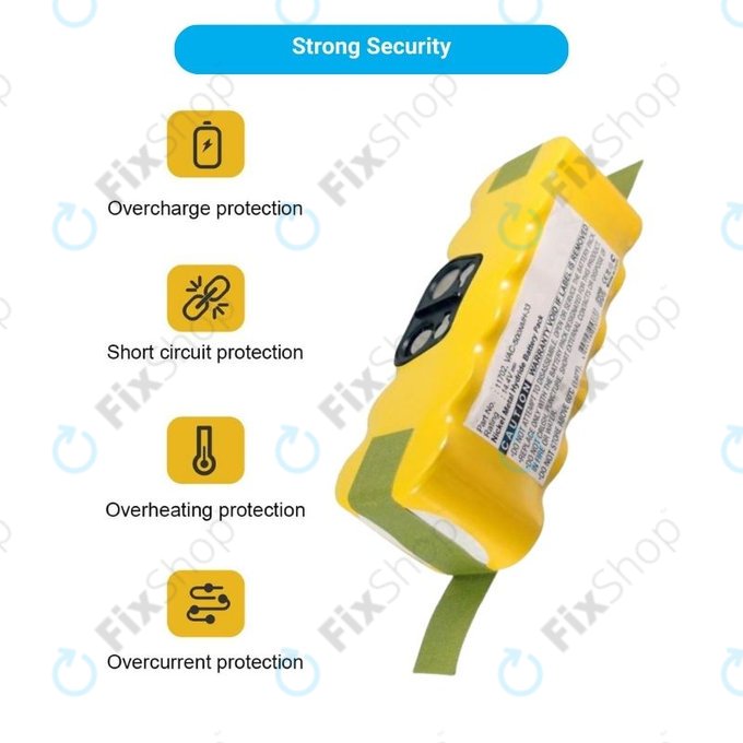 Batteria per iRobot Roomba 500, 600, 700, 800, 900-seriess, R3, Scooba 450, Vileda 137173, 11702, GD-Roomba-500, VAC-500NMH-33, Ni-MH, 3500mAh, 14.4V