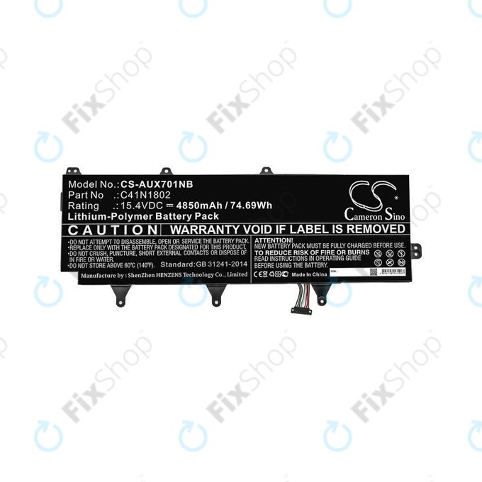 Batteria per Asus Zephyrus Gx701, Rog Zephyrus S Gx701, Rog Gx701, C41N1802, Li-Pol, 4850mAh, 15.4V, HQ