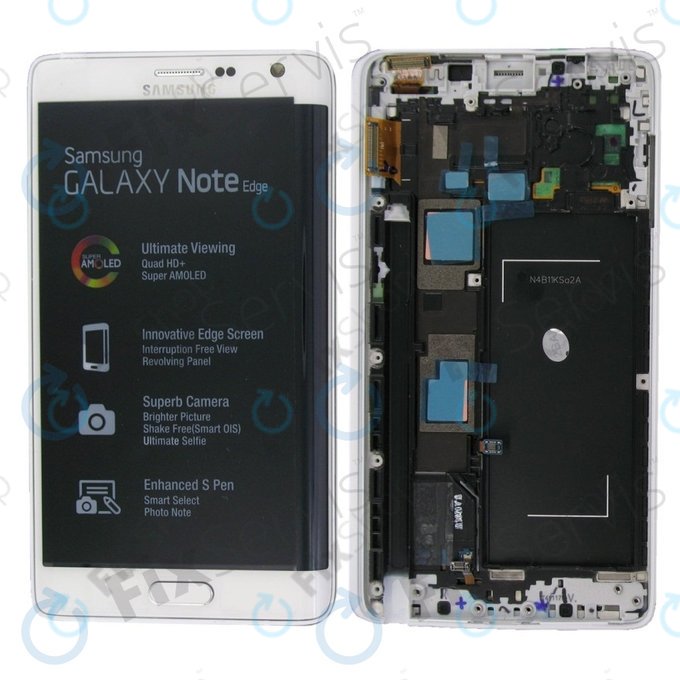 Schermo per Samsung Note Edge N915FY, White, Vetro touch con cornice, GH97-16636B, Genuine Service Pack