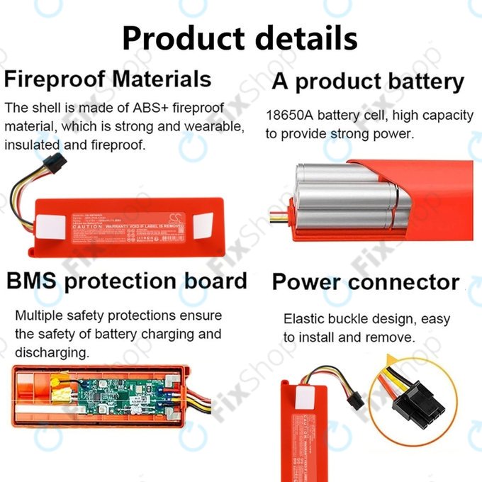 Batteria per Xiaomi RobGoldck E-seriess, Q-seriess, S-seriess, BRR-2P4S-5200, Li-Ion, 5200mAh, 14.4V, HQ