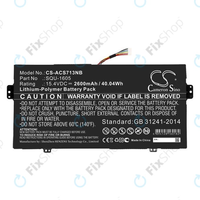 Batteria per Acer SF713-51, SQU-1605, Li-Pol, 2600mAh, 15.4V, HQ