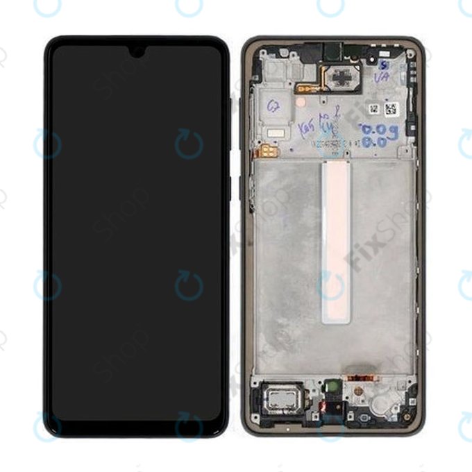 Schermo per Samsung A33 5G A336B, Black, Vetro touch con cornice, GH82-28143A, GH82-28144A, Genuine Service Pack
