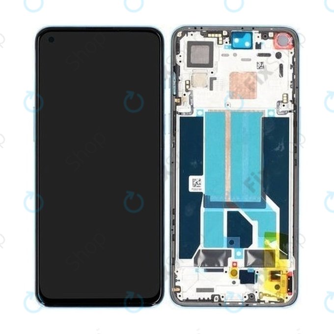 Schermo per OnePlus Nord 2 5G, Blue Haze, Vetro touch con cornice, 2011100359, Genuine Service Pack