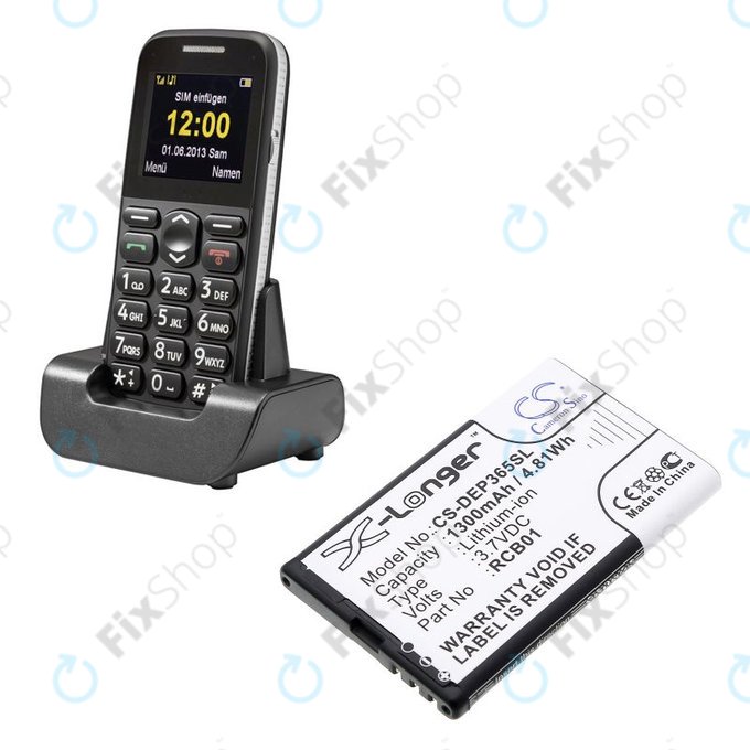 Batteria per Doro Primo 365, RCB01, Li-Ion, 3.7V, 1300mAh, HQ