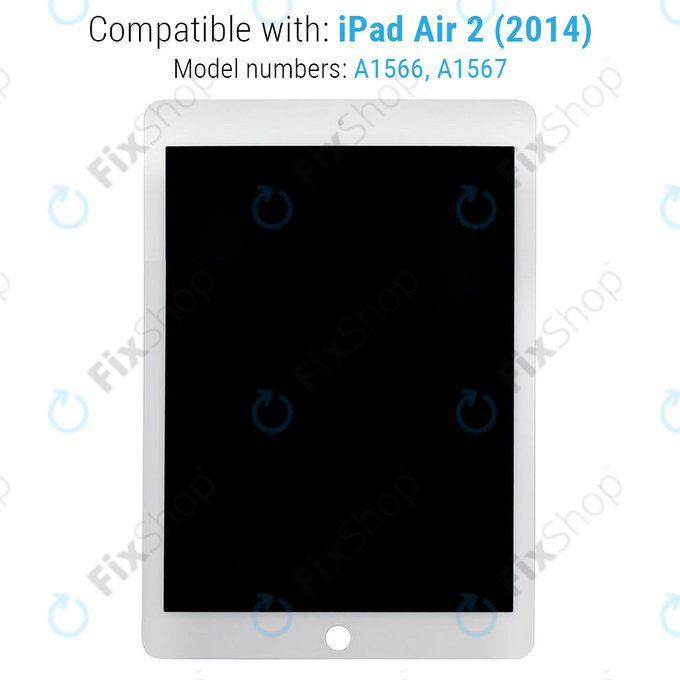 Schermo LCD per iPad Air 2, White, Vetro touch senza cornice, Refurbished