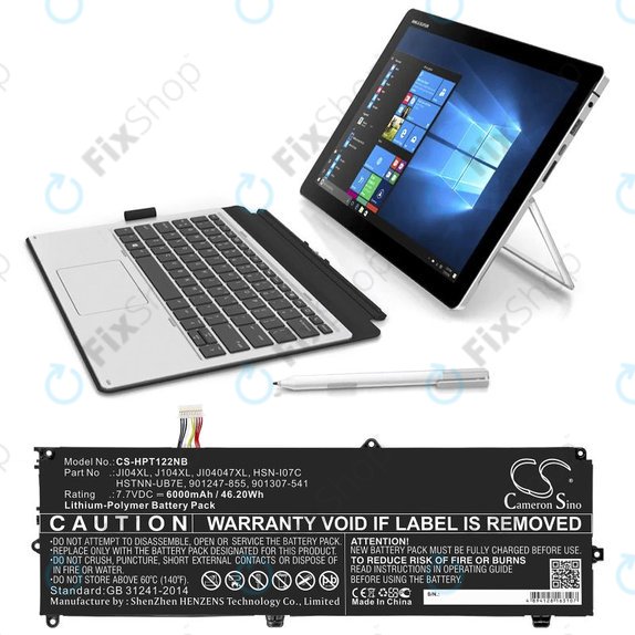 Batteria per HP Elite X2 1012 G2, JI04XL, Li-Pol, 6000mAh, 7.7V, HQ