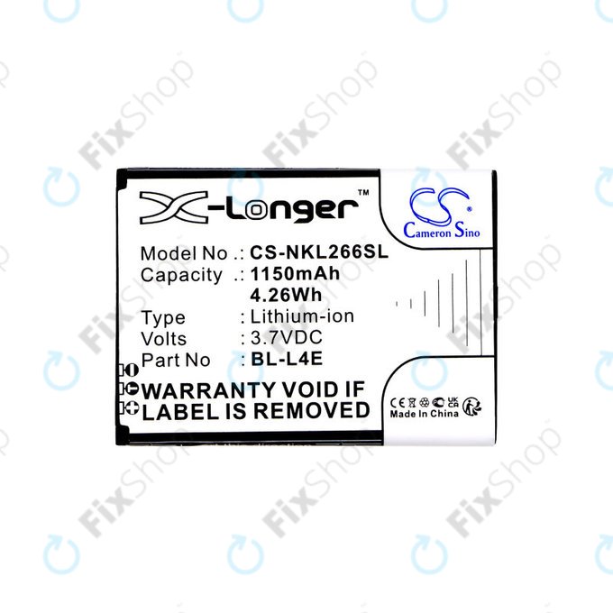 Batteria per Nokia 2660 Flip 4G, BL-L4E, Li-Ion, 3.7V, 1150mAh, HQ