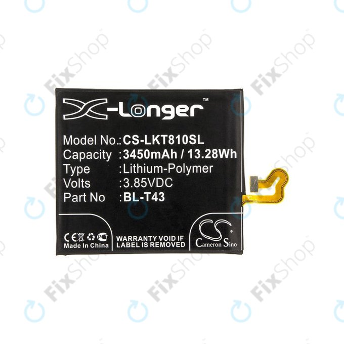 Batteria per LG G8S ThinQ, ThinQ Global, BL-T43, Li-Pol, 3.85V, 3450mAh, HQ