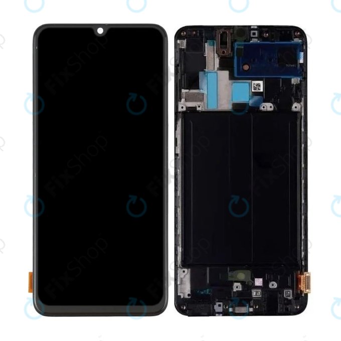 Schermo OLED per Samsung A70 A705F, Black, Vetro touch con cornice
