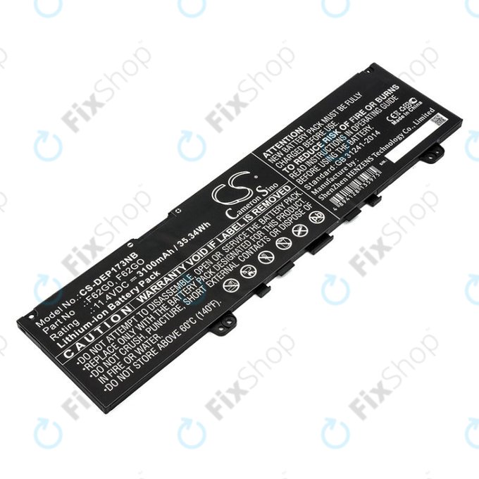 Batteria per Dell Inspiron 13, 7373, Vostro 13, F62G0, Li-Ion, 3100mAh, 11.4V, HQ