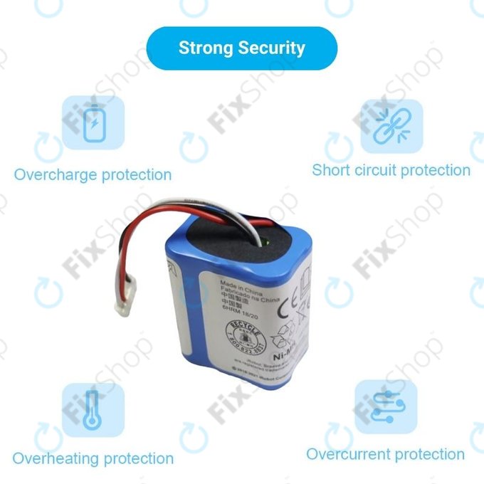 Batteria per iRobot Braava 2000, 300, 380, 380T, 381, 390, Mint 5200, Mint Plus 5200, Proscenic JOJO Professional, GPRHC202N026, 4409709, W206001001399, Ni-MH, 2500mAh, 7.2V
