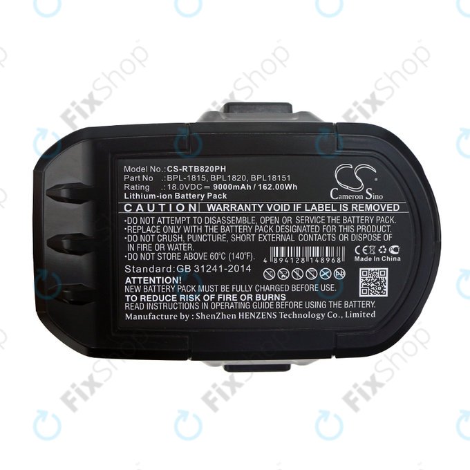 Batteria per Ryobi BID1821, CCC, CTR-180l, P200, P600, P730, BPL-1815, Li-Ion, 9000mAh, 18V, HQ