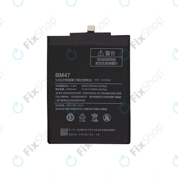 Batteria per Xiaomi Redmi 3, 3S, 3 Pro, 4X, BM47, 4100mAh