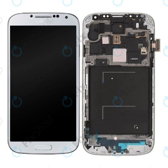 Schermo OLED per Samsung S4 i9505, White Frost, Vetro touch con cornice