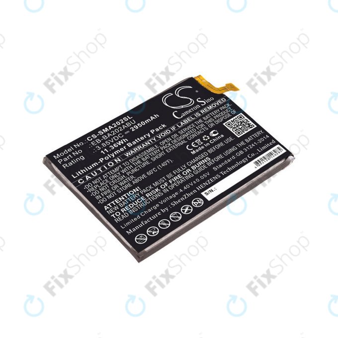 Batteria per Samsung A10e, A20e A202F, 2950mAh, Li-Pol, 3.85 V, EB-BA202ABU, HQ