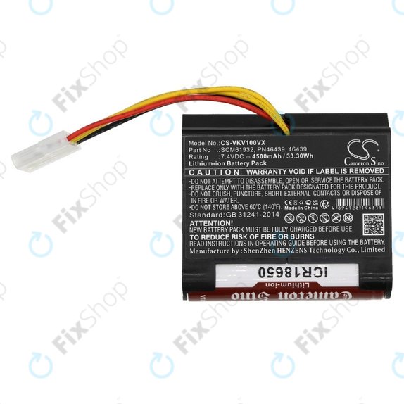 Batteria per Vorwerk Kobold VR100, SCM61932, PN46439, 46439, Li-Ion, 4500mAh, 7.4V, HQ