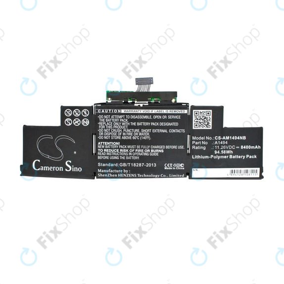 Batteria A1494 per MacBook Pro 15" A1398 (Late 2013 - Mid 2014), 8400mAh, HQ