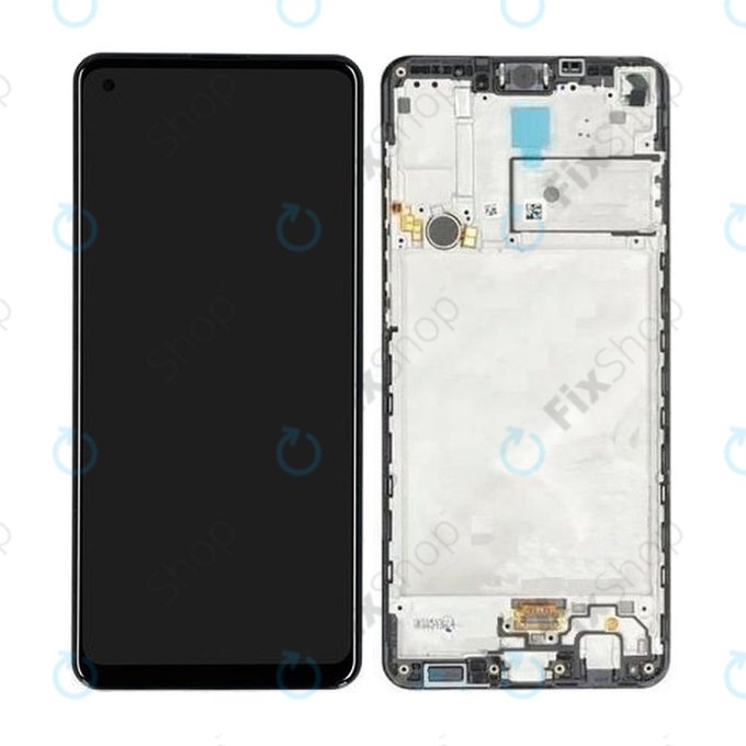 Schermo per Samsung A21s A217F, Black, Vetro touch con cornice, GH82-22988A, GH82-23137A, GH82-24641A, GH82-24642A, GH82-23089A, Genuine Service Pack