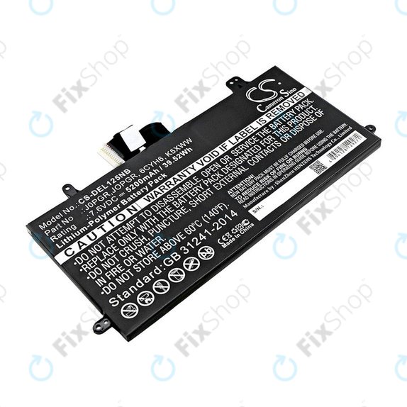 Batteria per Dell Latitude 5290, Latitude 12 5285, J0PGR, Li-Pol, 5200mAh, 7.6V, HQ