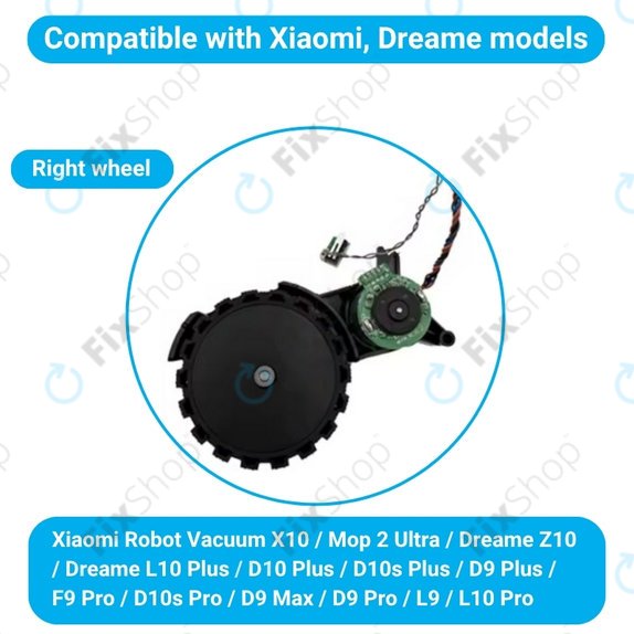 Ruota con motore (destra) per Xiaomi Robot Vacuum X10, Dreame Z10 Pro, L10 Plus, D10 Plus, Black