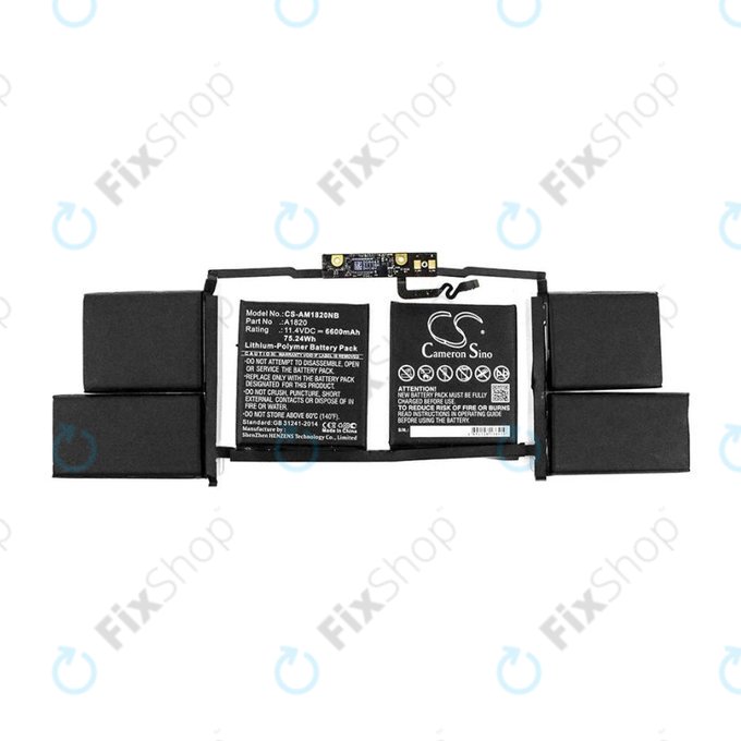 Batteria A1820 per MacBook Pro 15" A1707 (Late 2016 - Mid 2017), 6600mAh, HQ