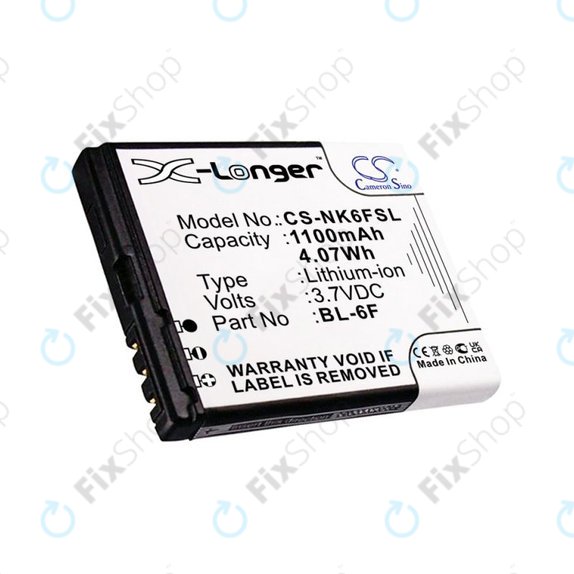 Batteria per Nokia N78, N79, N95 8GB, BL-6F, Li-Ion, 3.7V, 1100mAh, HQ