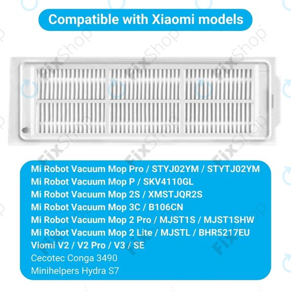 Filtro HEPA per Xiaomi Mi Robot Vacuum Mop Pro (P), 2 Lite, 2 Pro, 2S, 3C, Viomi V2 Pro, V3, SE (2 pezzi)