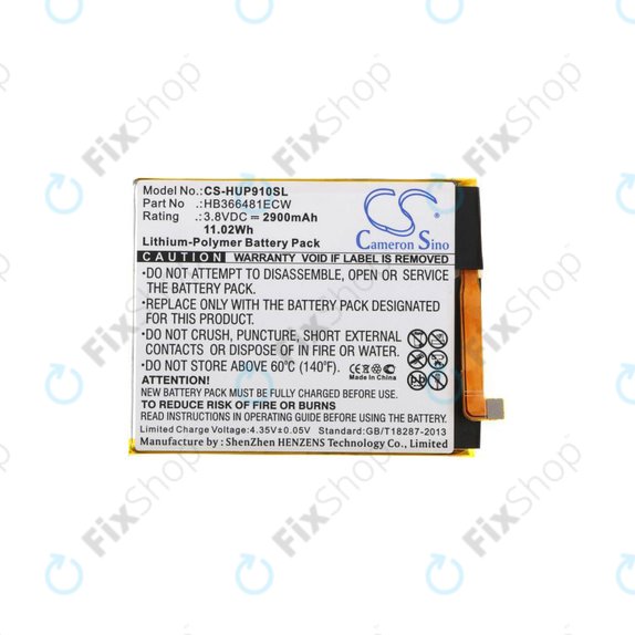 Batteria per Huawei P9, P9 Lite, P10 Lite, P20 Lite, P Smart, Y6 (2018), Y6 Prime (2018), Y7 (2018), Y7 Prime (2018), Honor 7A, 8, 9 Lite, HB366481ECW, 2900mAh, HQ